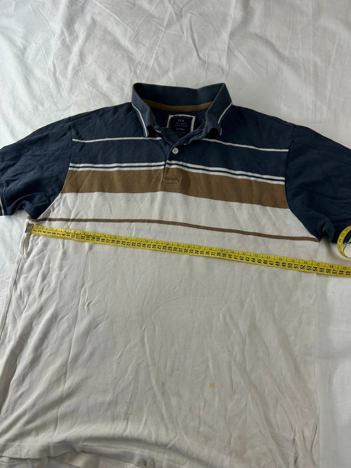 Vintage gestreept polo wit marineblauw tex – photo 8